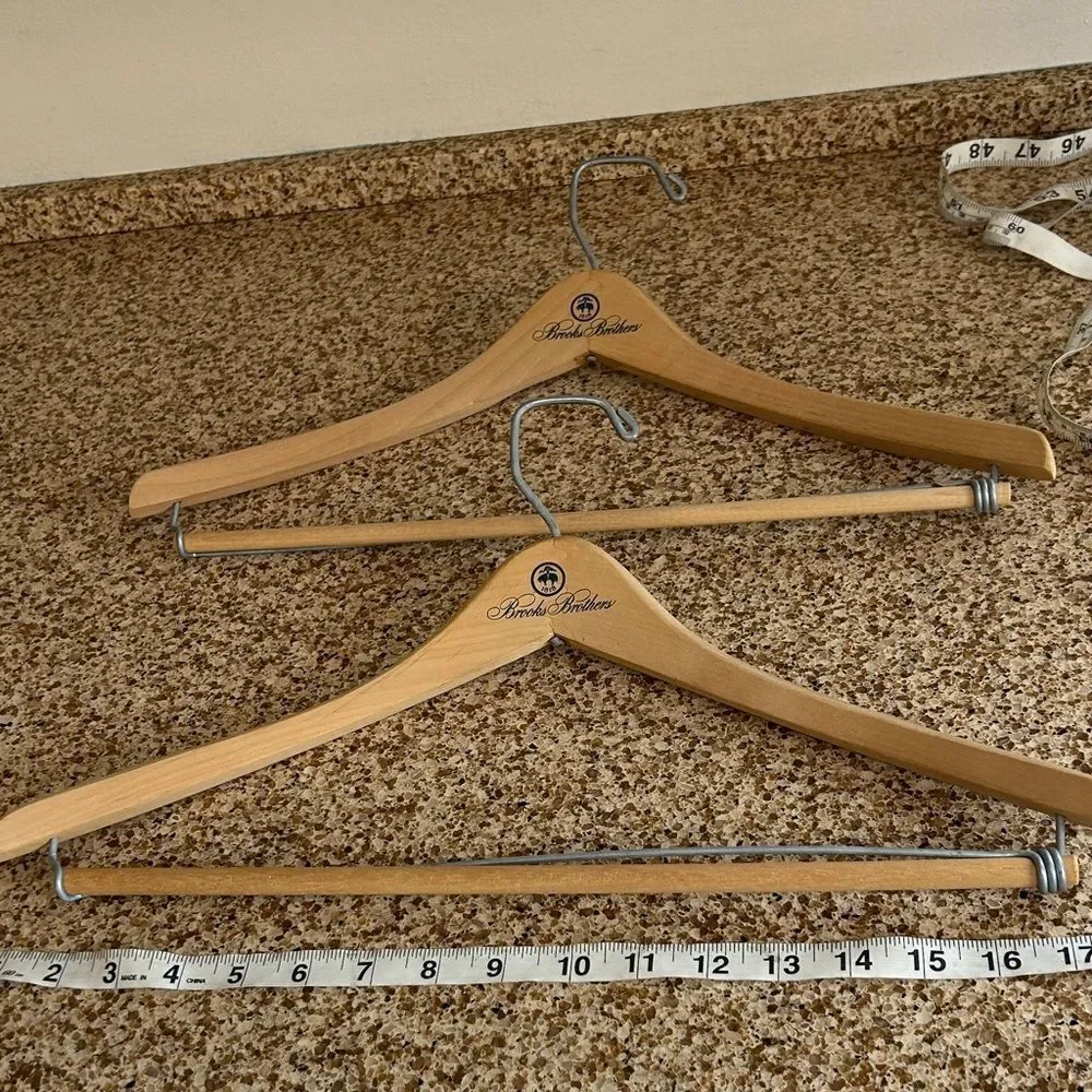Brooks Brothers Light Tan Tongue and Groove Wooden Hangers
